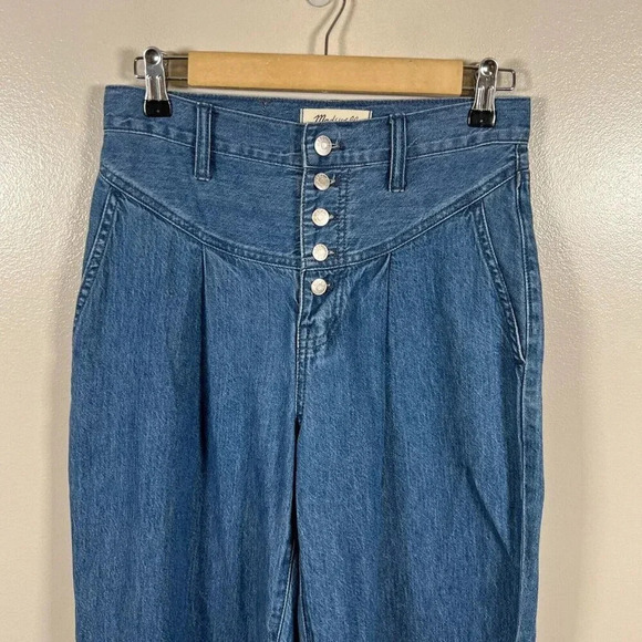 Madewell Western Yoke Jeans Size 25 High Rise Straight Leg Medium Wash Retro - Picture 4 of 9